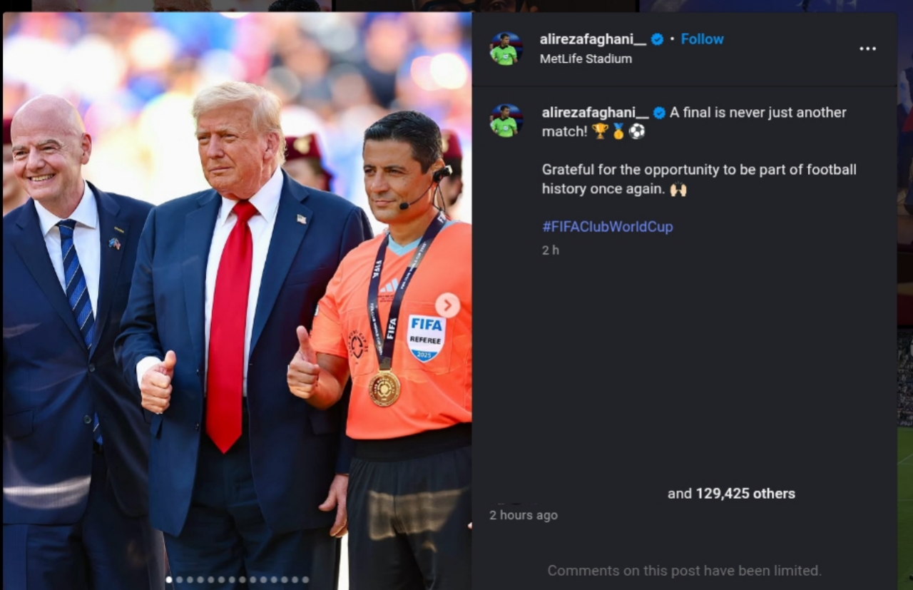علیرضا فغانی - دونالد ترامپ، رئیس جمهور آمریکا - فینال جام جهانی باشگاه‌ها ۲۰۲۵